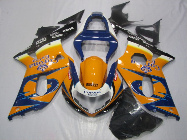 Blau Orange Corona Extra 01-03 Suzuki GSXR 600 Motorrad Verkleidung Blau Orange Corona Extra 01-03 Suzuki GSXR 600 Motorrad Verkleidung