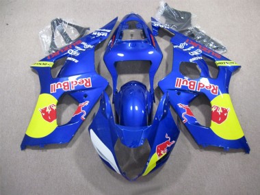 Blau Rot Bull 03-04 Suzuki GSXR 1000 Motorrad Verkleidung