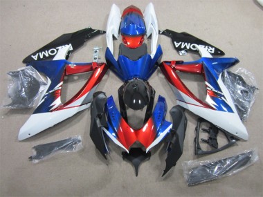 Blau Rot Weiß 08-10 Suzuki GSXR 600 Motorrad Verkleidung