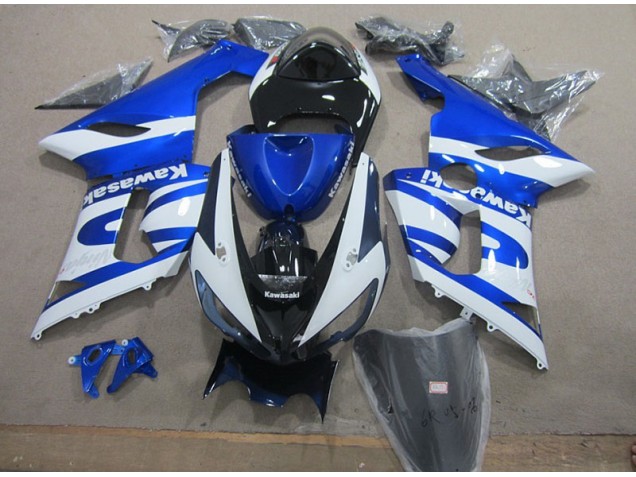 Blau Weiß 05-06 Kawasaki ZX6R Motorrad Verkleidungen Blau Weiß 05-06 Kawasaki ZX6R Motorrad Verkleidungen