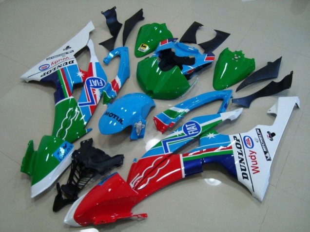 Blau Weiß Fiat Grün Rot Wudy Motul Dunlop 08-16 Yamaha YZF R6 Motorrad Verkleidung Blau Weiß Fiat Grün Rot Wudy Motul Dunlop 08-16 Yamaha YZF R6 Motorrad Verkleidung