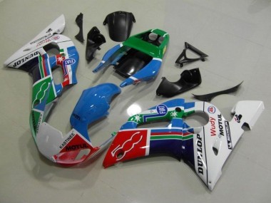 Blau Weiß Grün Rot Wudy Motul Dunlop 98-02 Yamaha YZF R6 Motorrad Verkleidung