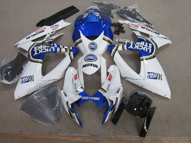 Blau Weiß Lucky Strike Motul 06-07 Suzuki GSXR 750 Motorrad Verkleidung