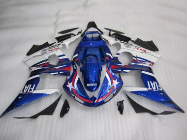 Blau Weiß Motul Fiat 03-05 Yamaha YZF R6 Motorrad Verkleidung