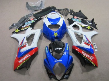 Blau Weiß Rockstar 07-08 Suzuki GSXR 1000 Motorrad Verkleidung