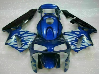 Blau mit silberner Flamme 03-04 Honda CBR600RR Motorrad Verkleidung