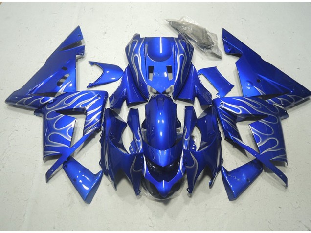 Blau weiße Flamme 03-05 Kawasaki ZX10R Motorrad Verkleidung Blau weiße Flamme 03-05 Kawasaki ZX10R Motorrad Verkleidung