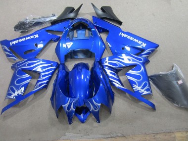 Blau weiße Flamme 03-05 Kawasaki ZX10R Motorrad Verkleidungen