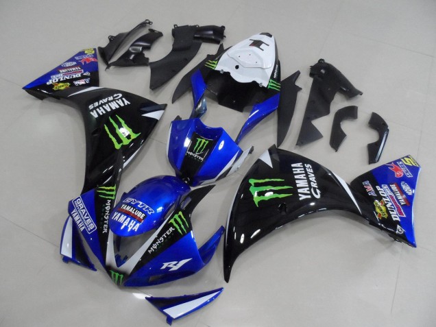 BlauSchwarz Monster 09-11 Yamaha YZF R1 Motorrad Verkleidung BlauSchwarz Monster 09-11 Yamaha YZF R1 Motorrad Verkleidung
