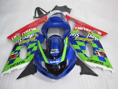 Blaugrün Rot Telefumia Movistar 01-03 Suzuki GSXR 600 Motorrad Verkleidung