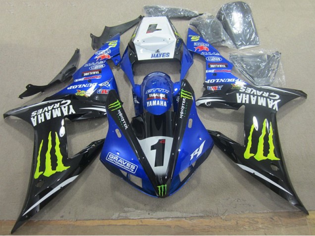 Blauschwarze Gräber 1 02-03 Yamaha YZF R1 Motorrad Verkleidung Blauschwarze Gräber 1 02-03 Yamaha YZF R1 Motorrad Verkleidung
