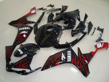 Glänzend Schwarz Flamme 07-08 Yamaha YZF R1 Motorrad Verkleidung