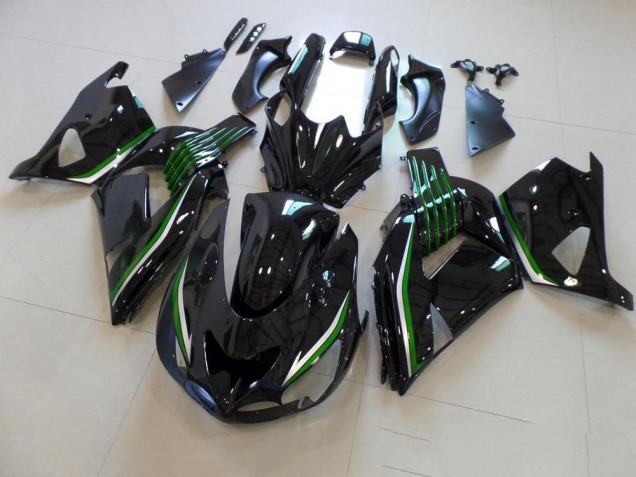 Glänzend Schwarz mit Grün Linie 06-11 Kawasaki ZX14R ZZR1400 Motorrad Verkleidung Glänzend Schwarz mit Grün Linie 06-11 Kawasaki ZX14R ZZR1400 Motorrad Verkleidung