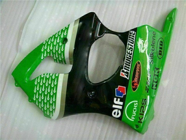 Grün Schwarz 00-02 Kawasaki ZX6R Motorrad Verkleidungen Grün Schwarz 00-02 Kawasaki ZX6R Motorrad Verkleidungen