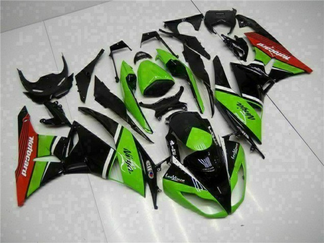 Grün Schwarz Rot 09-12 Kawasaki ZX6R Motorrad Verkleidung