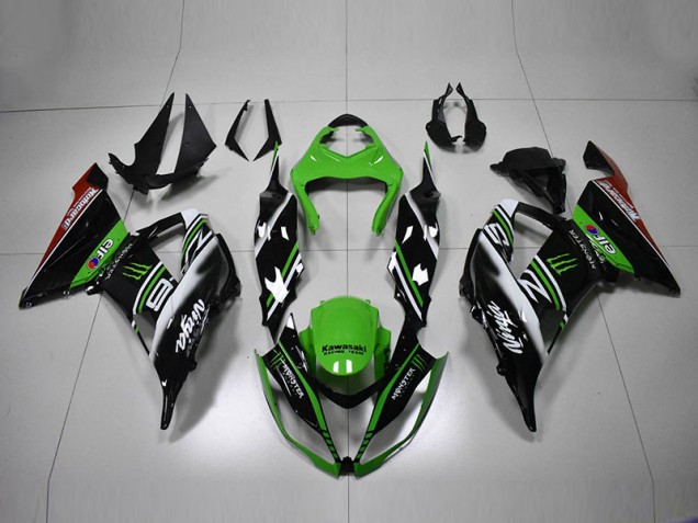 Grün Schwarz Weiß 13-18 Kawasaki ZX6R Motorrad Verkleidung Grün Schwarz Weiß 13-18 Kawasaki ZX6R Motorrad Verkleidung