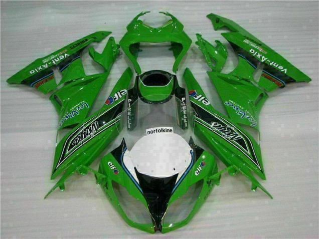 Grün Schwarzer LeoVince 09-12 Kawasaki ZX6R Motorrad Verkleidung Grün Schwarzer LeoVince 09-12 Kawasaki ZX6R Motorrad Verkleidung