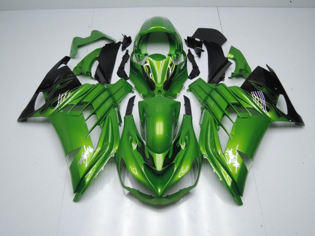 Grüne Flamme 12-21 Kawasaki ZX14R ZZR1400 Motorrad Verkleidung Grüne Flamme 12-21 Kawasaki ZX14R ZZR1400 Motorrad Verkleidung