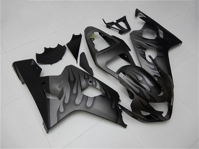 Suzuki GSXR 600/750 Motorrad Verkleidung 2004-2005 - Grau Schwarz Flamme