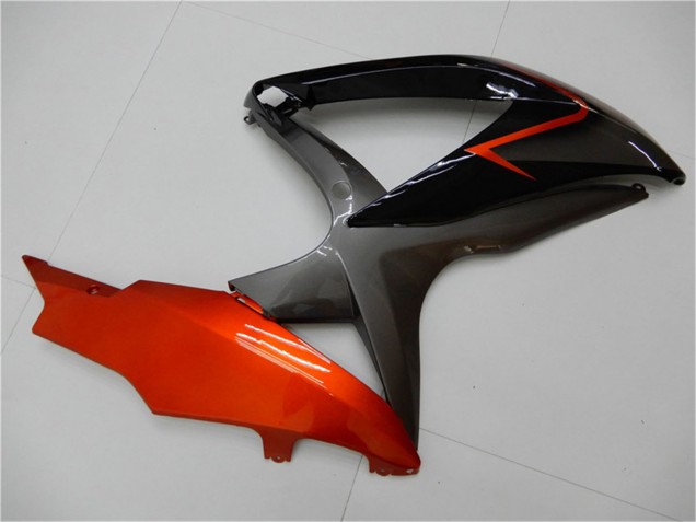 Suzuki GSXR 600/750 Motorrad Verkleidung 2008-2010 - Orange Grau Glanzendes Schwarz