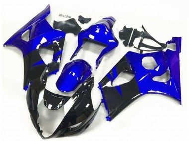 Suzuki GSXR 1000 Motorrad Verkleidung 2003-2004 - Blau Glanzendes Schwarz Streifen