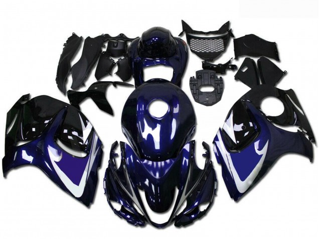 Suzuki GSXR 1300 Hayabusa Motorrad Verkleidung 2008-2020 - Glanzendes Schwarz Blau Weiss