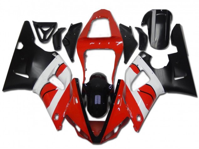Yamaha YZF R1 Motorrad Verkleidung 2000-2001 - Rot Weiss Glanzendes Schwarz