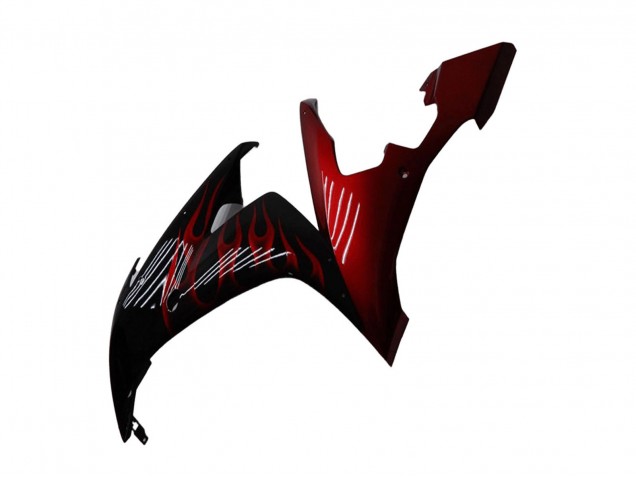 Yamaha YZF R1 Motorrad Verkleidung 2004-2006 - Glanzendes Schwarz Rot Flamme