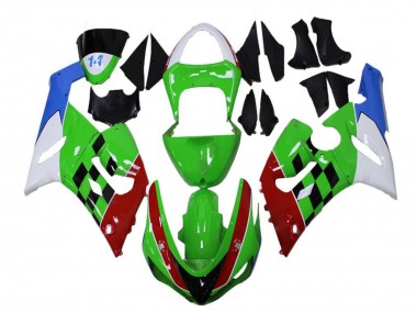 Kawasaki ZX6R Motorrad Verkleidung 2005-2006 - Weiss Grun Blau Rot Schwarz