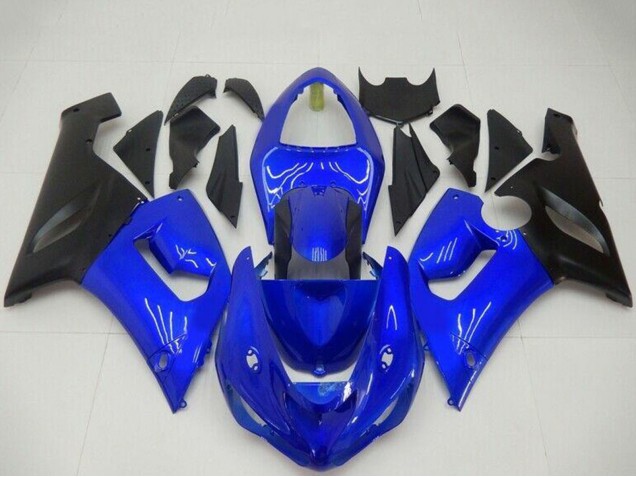Kawasaki ZX6R Motorrad Verkleidung 2005-2006 - Blau Matt Schwarz