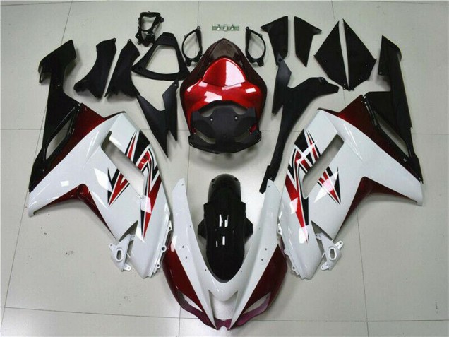 Kawasaki ZX6R Motorrad Verkleidung 2007-2008 - Weiss Schwarz Rot