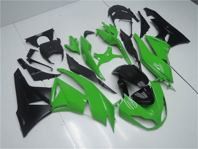 Kawasaki ZX6R Motorrad Verkleidung Kit 2009-2012 - Grun Glanzendes Schwarz
