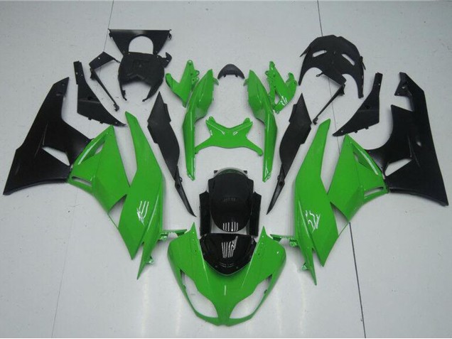 Kawasaki ZX6R Motorrad Verkleidung Kit 2009-2012 - Grun Glanzendes Schwarz