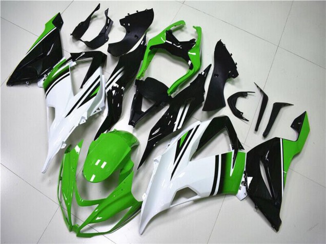 Kawasaki ZX6R Motorrad Verkleidung 2013-2018 - Grun Weiss Glanzendes Schwarz