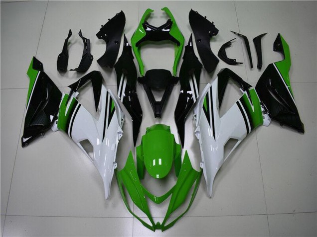 Kawasaki ZX6R Motorrad Verkleidung 2013-2018 - Grun Weiss Glanzendes Schwarz