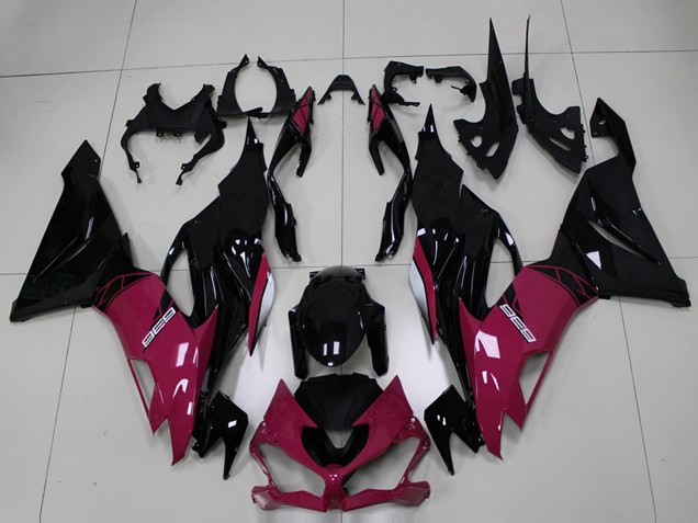 Kawasaki ZX6R Motorrad Verkleidung 2019-2022 - Lila Glanzendes Schwarz