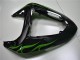 Kawasaki ZX10R Motorrad Verkleidung 2006-2007 - Glanzendes Schwarz Grun Flamme