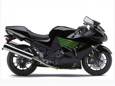 Kawasaki ZX14R ZZR1400 Motorrad Verkleidung 2006-2011 - Glanzendes Schwarz Grun