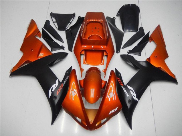 Yamaha YZF R1 Motorrad Verkleidung 2002-2003 - Orange Matt Schwarz