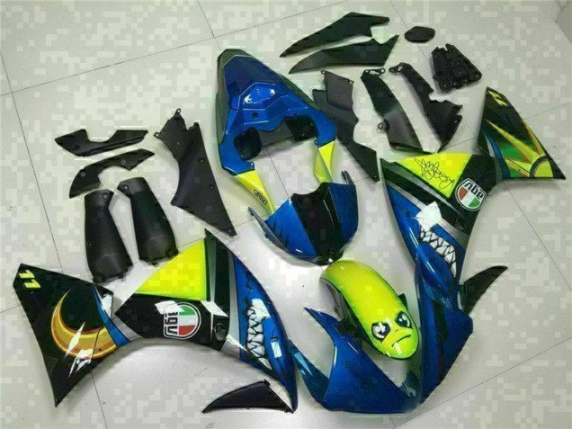 Yamaha YZF R1 Motorrad Verkleidung 2009-2011 - Blau Gelb Hai