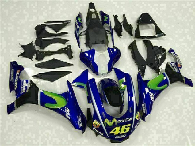 Yamaha YZF R1 Motorrad Verkleidung 2015-2019 - Blau Silber Schwarz Grun MoviStar