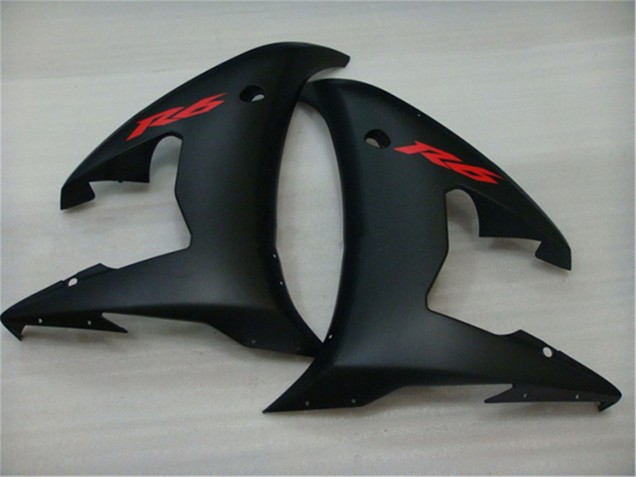 Yamaha YZF R6 Motorrad Verkleidung 2003-2004 - Glanzendes Schwarz Matt Schwarz Rot Aufkleber