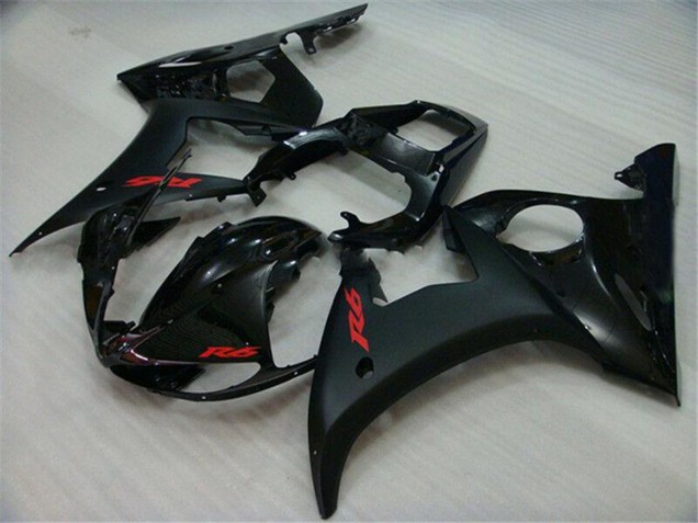 Yamaha YZF R6 Motorrad Verkleidung 2003-2004 - Glanzendes Schwarz Matt Schwarz Rot Aufkleber