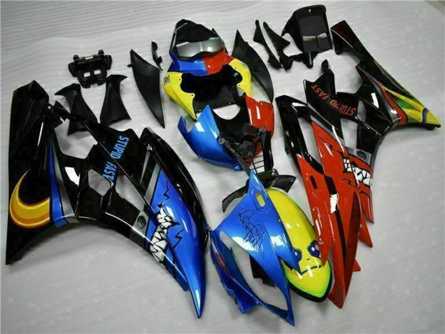 Yamaha YZF R6 Motorrad Verkleidung 2006-2007 - Gelb Blau Rot Glanzendes Schwarz Hai