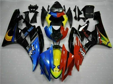 Yamaha YZF R6 Motorrad Verkleidung 2006-2007 - Gelb Blau Rot Glanzendes Schwarz Hai