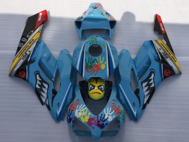Honda CBR1000RR Motorrad Verkleidung 2004-2005 - Blau Gelb Schwarz Rot Hai
