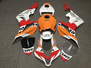 Honda CBR600RR Motorrad Verkleidung 2007-2008 - Orange Weiss Rot Glanzendes Schwarz Repsol Stil