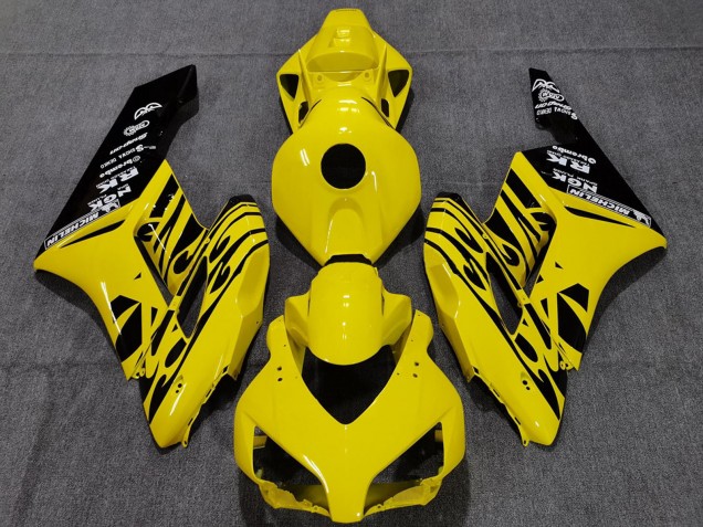 Honda CBR1000RR Motorrad Verkleidung 2004-2005 - Gelb Glanzendes Schwarz Flamme