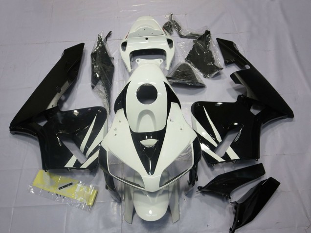 Honda CBR600RR Motorrad Verkleidung 2005-2006 - Weiss Glanzendes Schwarz