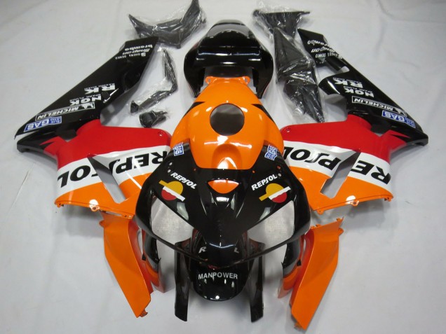 Honda CBR600RR Motorrad Verkleidung 2005-2006 - Orange Rot Weiss Schwarz Bottom Repsol